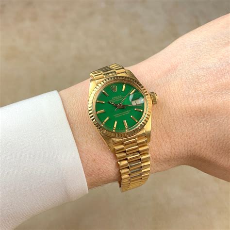 gold rolex green face women's|Rolex day date gold green.